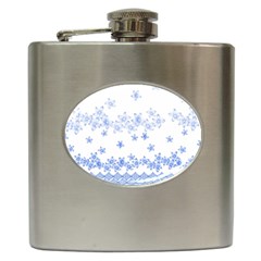 Blue And White Floral Background Hip Flask (6 Oz) by Amaryn4rt