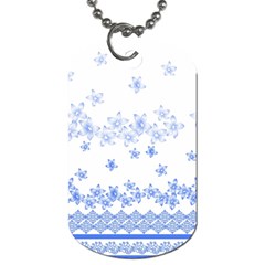 Blue And White Floral Background Dog Tag (two Sides) by Amaryn4rt