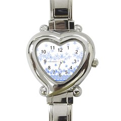 Blue And White Floral Background Heart Italian Charm Watch