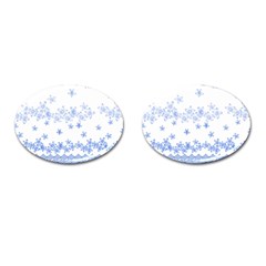 Blue And White Floral Background Cufflinks (oval) by Amaryn4rt