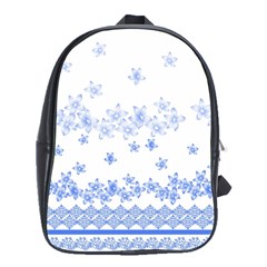 Blue And White Floral Background School Bags(large)  by Amaryn4rt