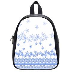 Blue And White Floral Background School Bags (small)  by Amaryn4rt