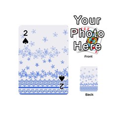 Blue And White Floral Background Playing Cards 54 (mini)  by Amaryn4rt