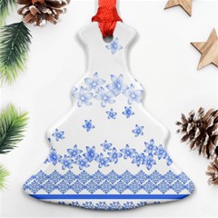 Blue And White Floral Background Ornament (christmas Tree) 