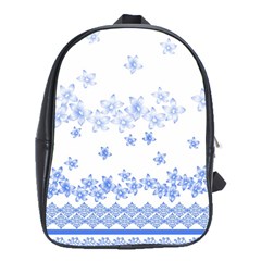 Blue And White Floral Background School Bags (xl)  by Amaryn4rt