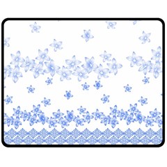 Blue And White Floral Background Double Sided Fleece Blanket (medium) 