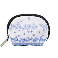 Blue And White Floral Background Accessory Pouches (small)  by Amaryn4rt