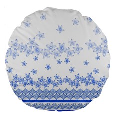 Blue And White Floral Background Large 18  Premium Flano Round Cushions by Amaryn4rt