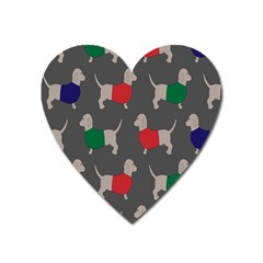 Cute Dachshund Dogs Wearing Jumpers Wallpaper Pattern Background Heart Magnet by Amaryn4rt