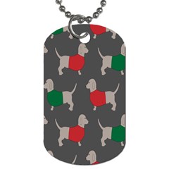 Cute Dachshund Dogs Wearing Jumpers Wallpaper Pattern Background Dog Tag (one Side) by Amaryn4rt