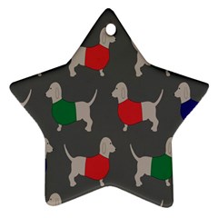 Cute Dachshund Dogs Wearing Jumpers Wallpaper Pattern Background Star Ornament (two Sides) by Amaryn4rt