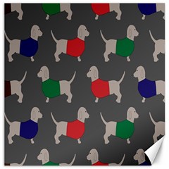 Cute Dachshund Dogs Wearing Jumpers Wallpaper Pattern Background Canvas 16  X 16   by Amaryn4rt