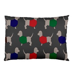 Cute Dachshund Dogs Wearing Jumpers Wallpaper Pattern Background Pillow Case