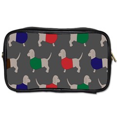 Cute Dachshund Dogs Wearing Jumpers Wallpaper Pattern Background Toiletries Bags 2-side by Amaryn4rt