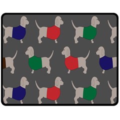 Cute Dachshund Dogs Wearing Jumpers Wallpaper Pattern Background Fleece Blanket (medium) 