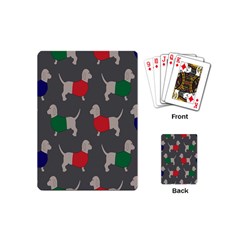 Cute Dachshund Dogs Wearing Jumpers Wallpaper Pattern Background Playing Cards (mini)  by Amaryn4rt