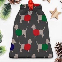 Cute Dachshund Dogs Wearing Jumpers Wallpaper Pattern Background Bell Ornament (two Sides)