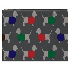 Cute Dachshund Dogs Wearing Jumpers Wallpaper Pattern Background Cosmetic Bag (xxxl)  by Amaryn4rt