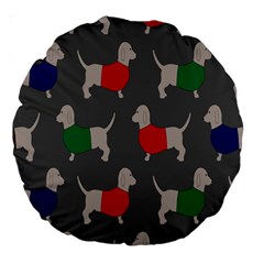 Cute Dachshund Dogs Wearing Jumpers Wallpaper Pattern Background Large 18  Premium Round Cushions by Amaryn4rt