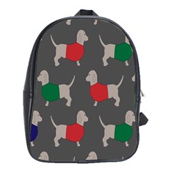 Cute Dachshund Dogs Wearing Jumpers Wallpaper Pattern Background School Bags (xl)  by Amaryn4rt