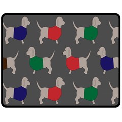 Cute Dachshund Dogs Wearing Jumpers Wallpaper Pattern Background Double Sided Fleece Blanket (medium)  by Amaryn4rt