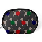 Cute Dachshund Dogs Wearing Jumpers Wallpaper Pattern Background Accessory Pouches (Medium)  Back