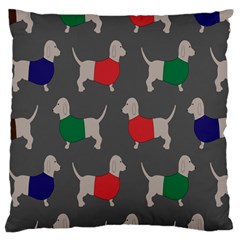 Cute Dachshund Dogs Wearing Jumpers Wallpaper Pattern Background Standard Flano Cushion Case (two Sides) by Amaryn4rt