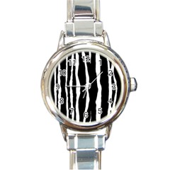 Zebra Background Pattern Round Italian Charm Watch by Amaryn4rt