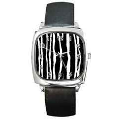 Zebra Background Pattern Square Metal Watch