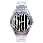 Zebra Background Pattern Stainless Steel Analogue Watch Front