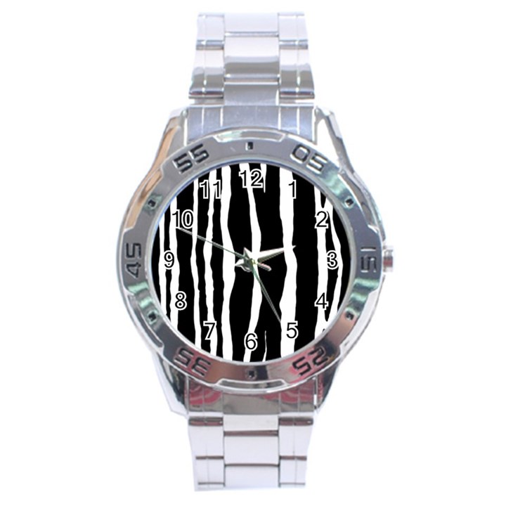 Zebra Background Pattern Stainless Steel Analogue Watch