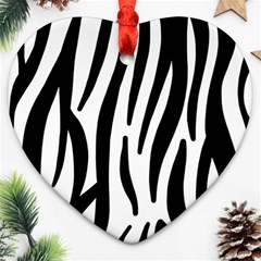 Seamless Zebra A Completely Zebra Skin Background Pattern Ornament (heart) by Amaryn4rt