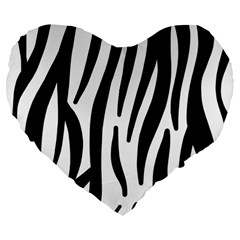 Seamless Zebra A Completely Zebra Skin Background Pattern Large 19  Premium Flano Heart Shape Cushions by Amaryn4rt