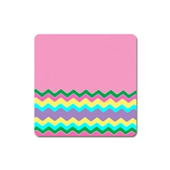 Easter Chevron Pattern Stripes Square Magnet by Amaryn4rt