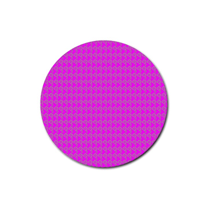 Clovers On Pink Rubber Coaster (Round) 