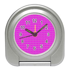 Clovers On Pink Travel Alarm Clocks by PhotoNOLA