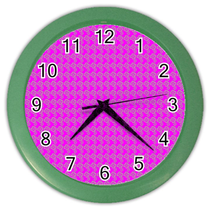 Clovers On Pink Color Wall Clocks