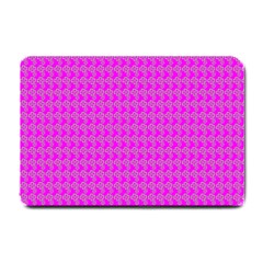 Clovers On Pink Small Doormat  by PhotoNOLA