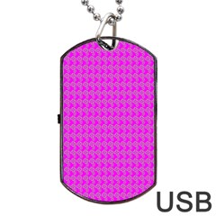 Clovers On Pink Dog Tag Usb Flash (two Sides)