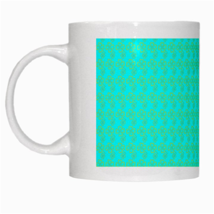 Clovers On Blue White Mugs