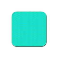 Clovers On Blue Rubber Square Coaster (4 Pack) 