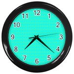 Clovers On Blue Wall Clocks (Black) Front