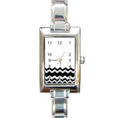 Chevrons Black Pattern Background Rectangle Italian Charm Watch by Amaryn4rt