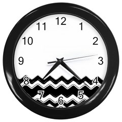 Chevrons Black Pattern Background Wall Clocks (black) by Amaryn4rt