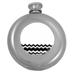 Chevrons Black Pattern Background Round Hip Flask (5 Oz) by Amaryn4rt