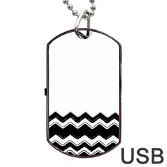 Chevrons Black Pattern Background Dog Tag Usb Flash (two Sides) by Amaryn4rt