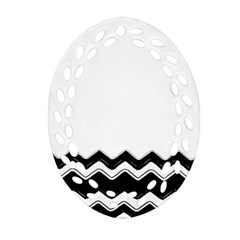 Chevrons Black Pattern Background Oval Filigree Ornament (two Sides)