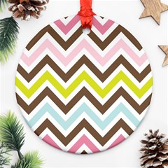 Chevrons Stripes Colors Background Ornament (round)