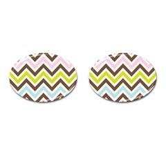 Chevrons Stripes Colors Background Cufflinks (oval) by Amaryn4rt