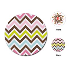 Chevrons Stripes Colors Background Playing Cards (round) 